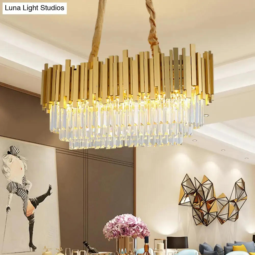 Brass Island Pendant - Traditional Crystal Dining Room Ceiling Light - 31.5"/39" Wide