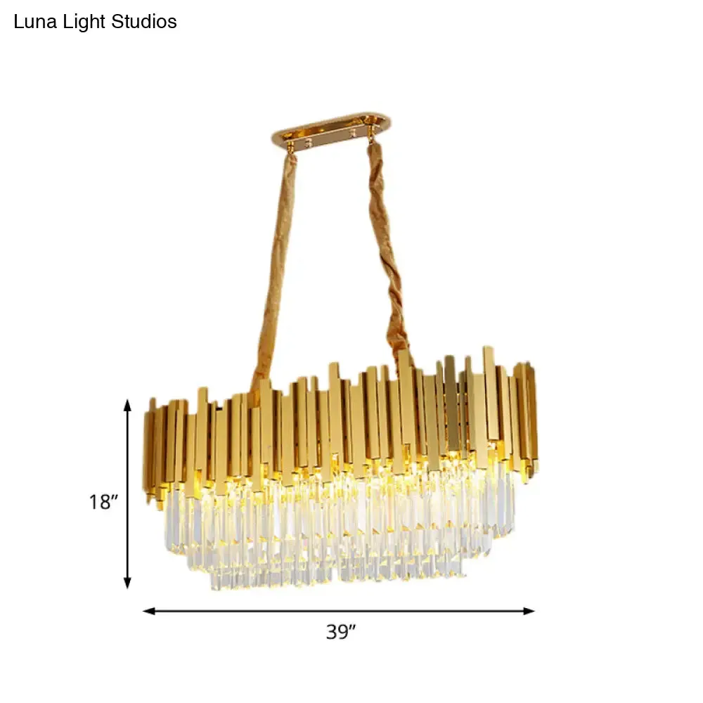 Brass Island Pendant - Traditional Crystal Dining Room Ceiling Light - 31.5"/39" Wide