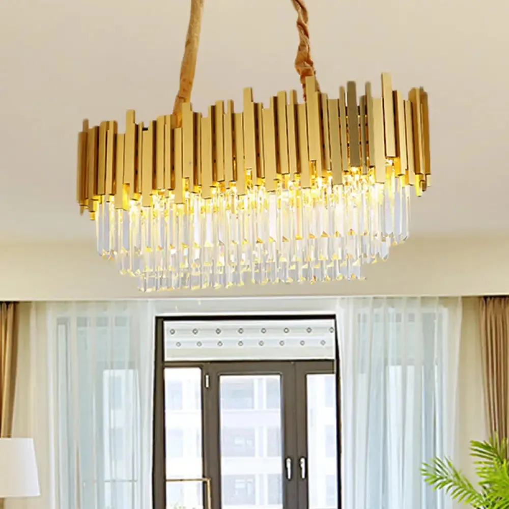 Brass Island Pendant - Traditional Crystal Dining Room Ceiling Light - 31.5"/39" Wide