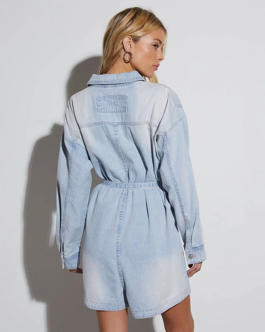 Bridgers Denim Tie Waist Romper