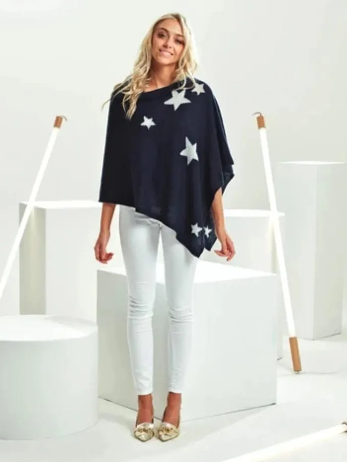 Brodie Cashmere Black Star Poncho