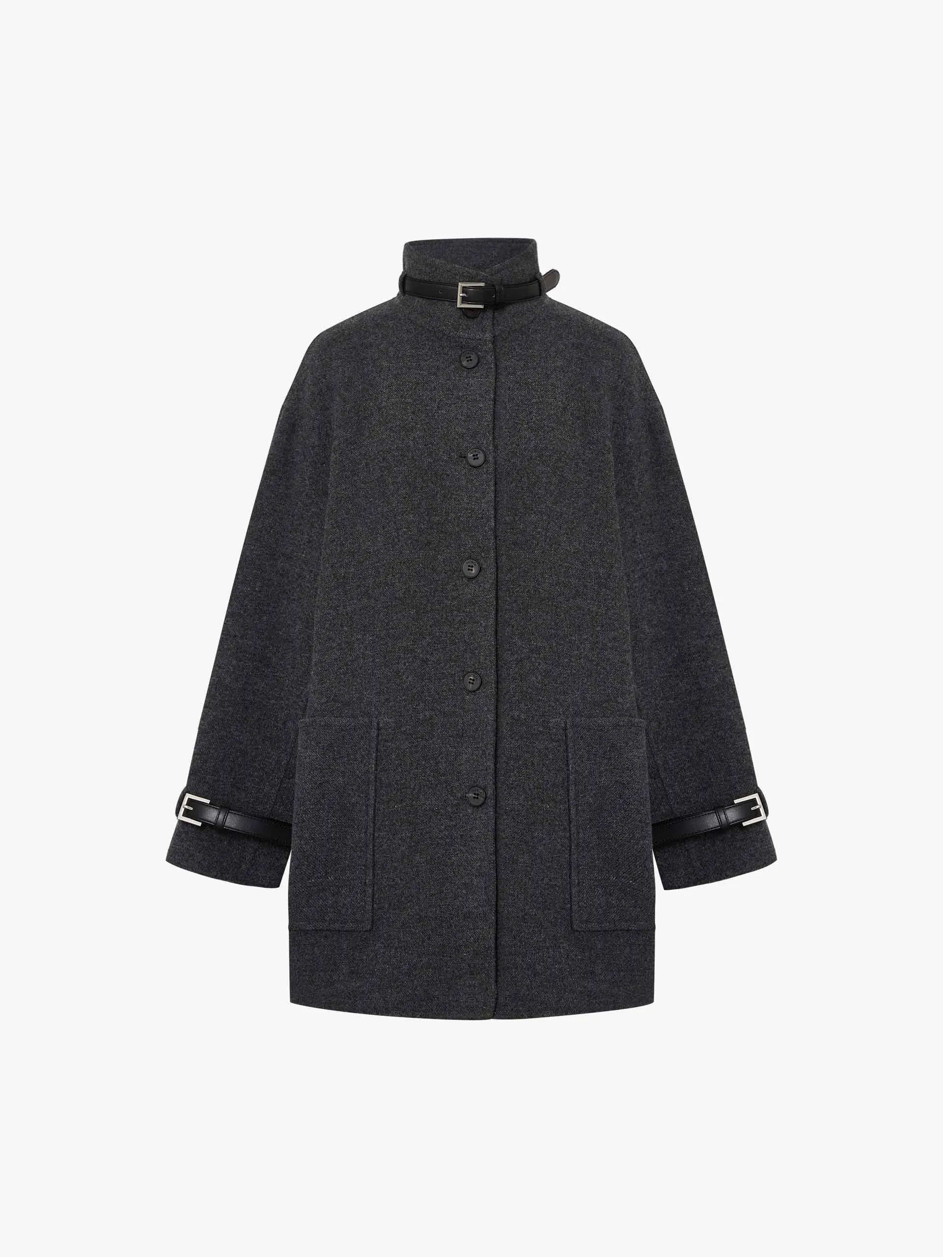 Buckle Detail Wool Coat