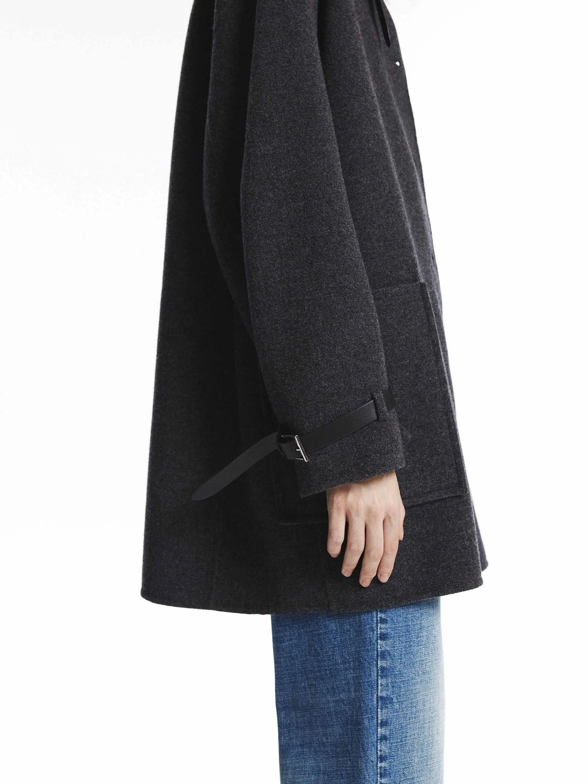 Buckle Detail Wool Coat