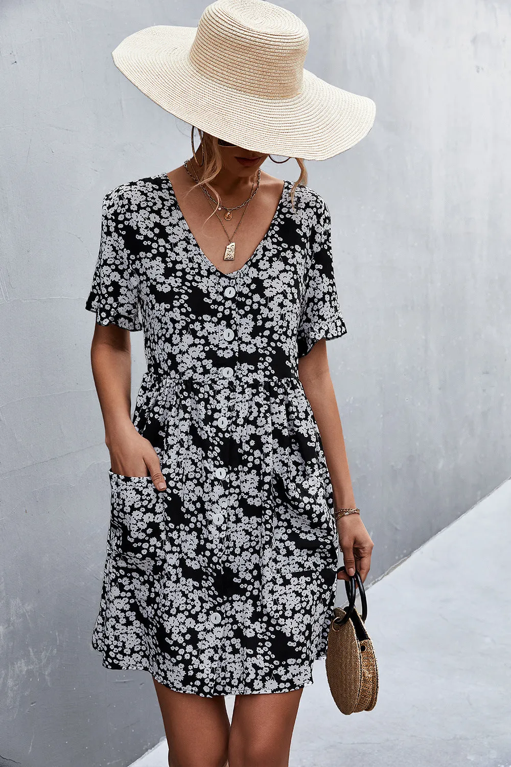 Button down Pocketed Dress