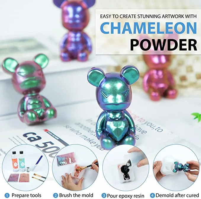 Chameleon Mica Powder for Epoxy Resin - 6 Colors Shimmery Chameleon Pigment Powder (0.17oz/Color) [Clearance Sale]