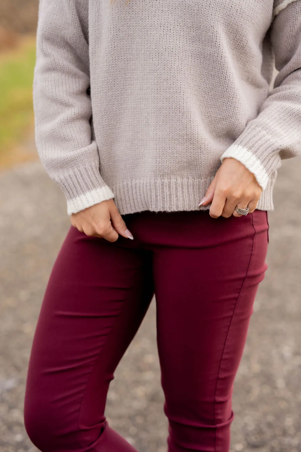 Chic Dipped Trim Sweater