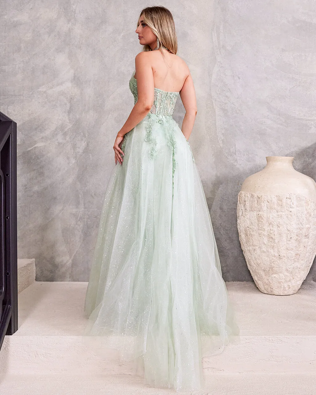 Clara Tulle Gown - Sage [HIRE]