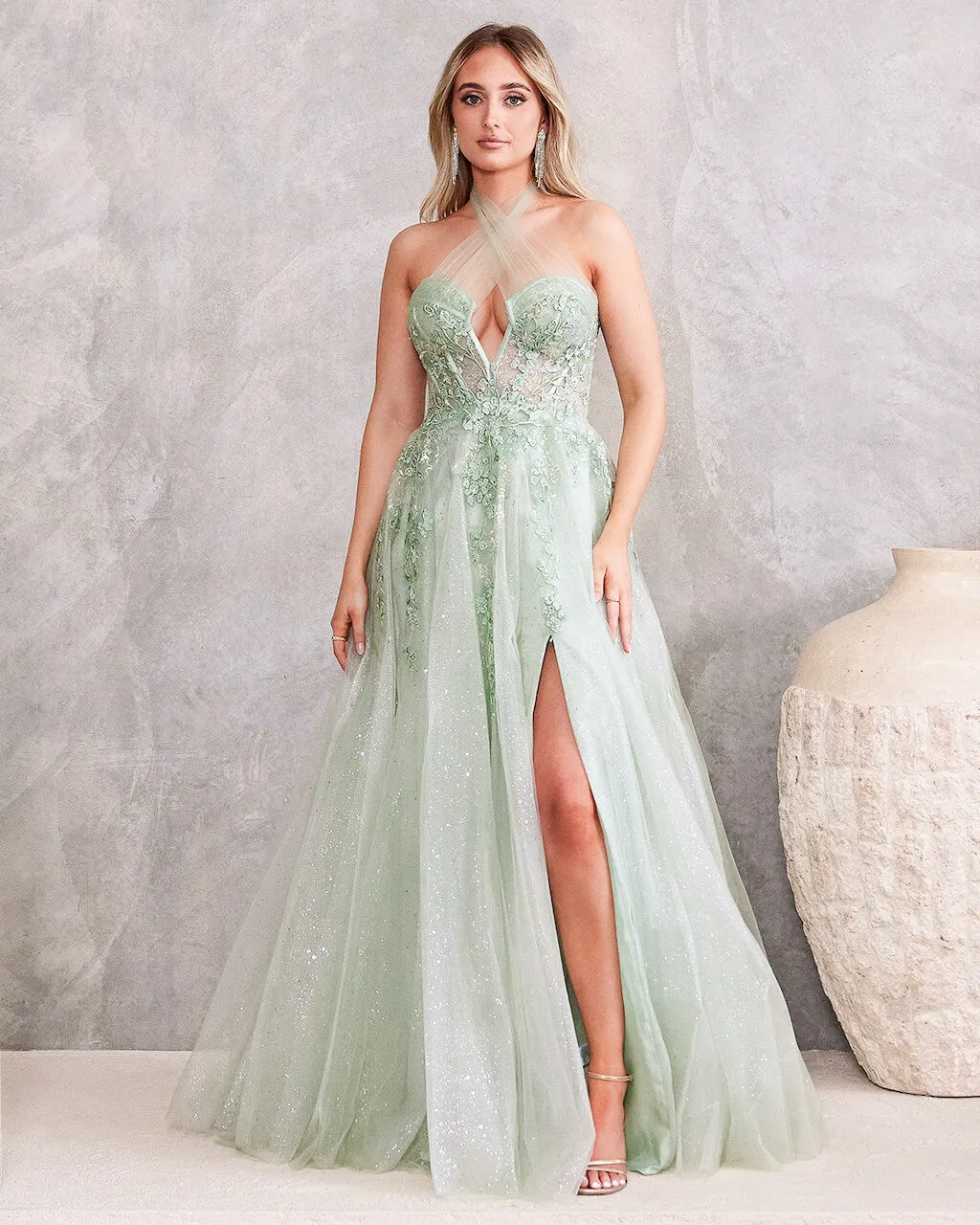 Clara Tulle Gown - Sage [HIRE]