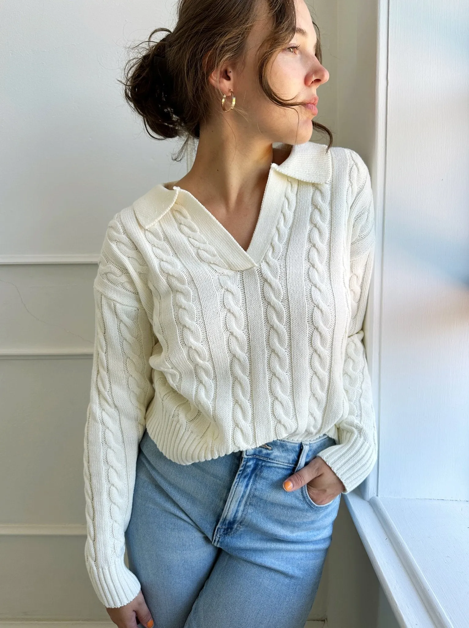 Collared Cable Knit Sweater