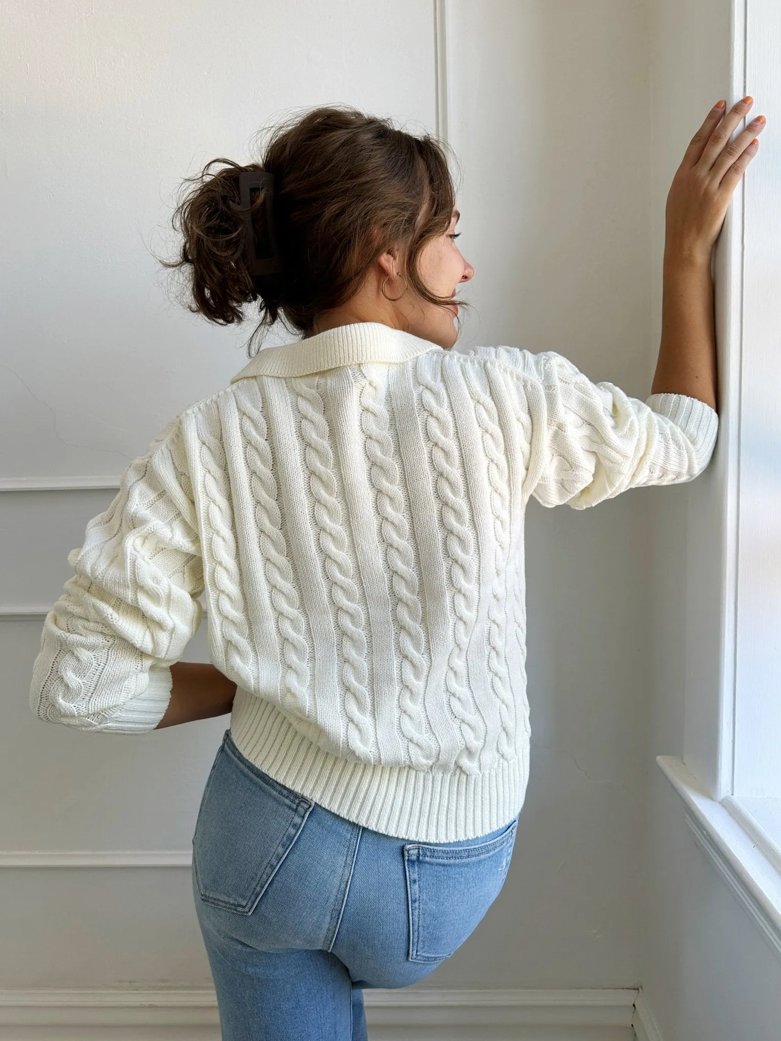 Collared Cable Knit Sweater