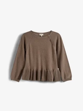 Cotton Knit Tunic - Kids - Brown Melange