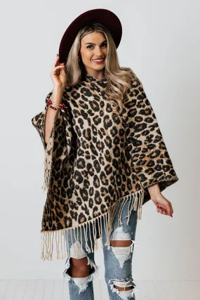 Cozy Drop Leopard Poncho