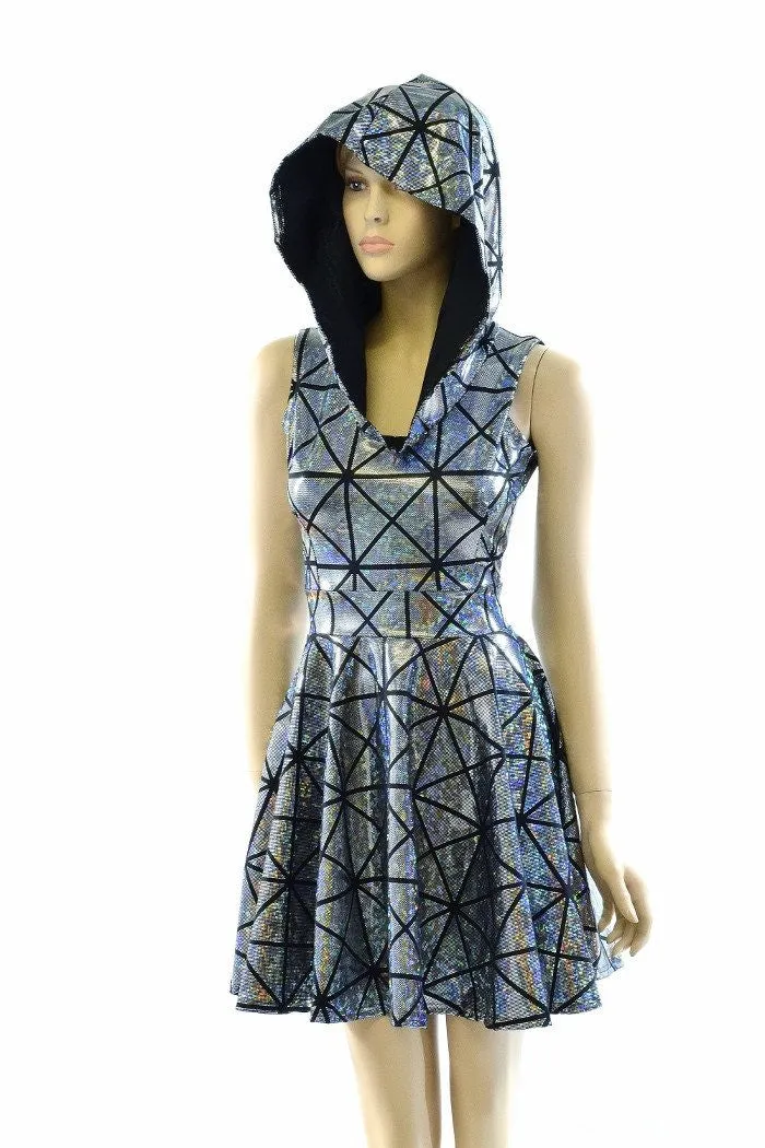 Cracked Tiles Hoodie Skater Dress