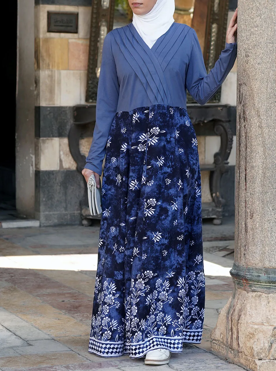 Crossover Pleated Bodice Abaya