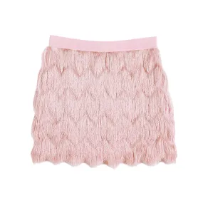 D165 Women multi layers fringes mini party skirt