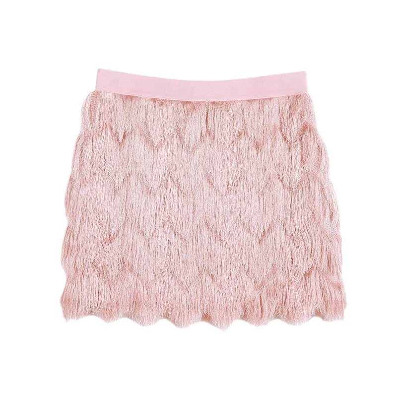 D165 Women multi layers fringes mini party skirt