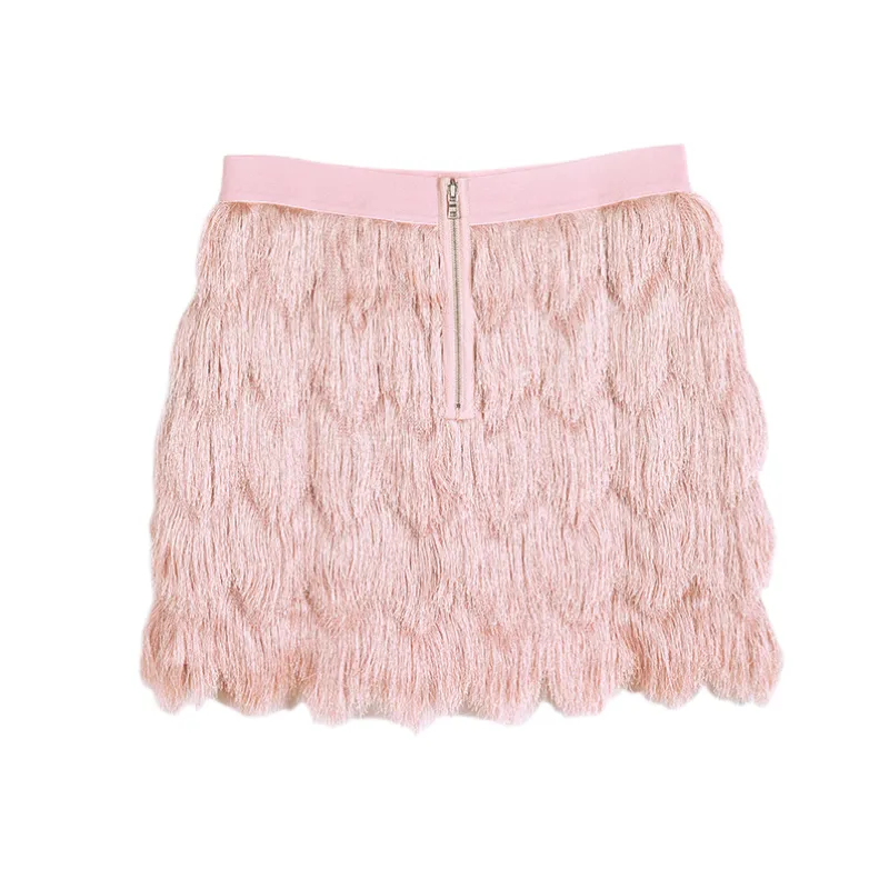 D165 Women multi layers fringes mini party skirt