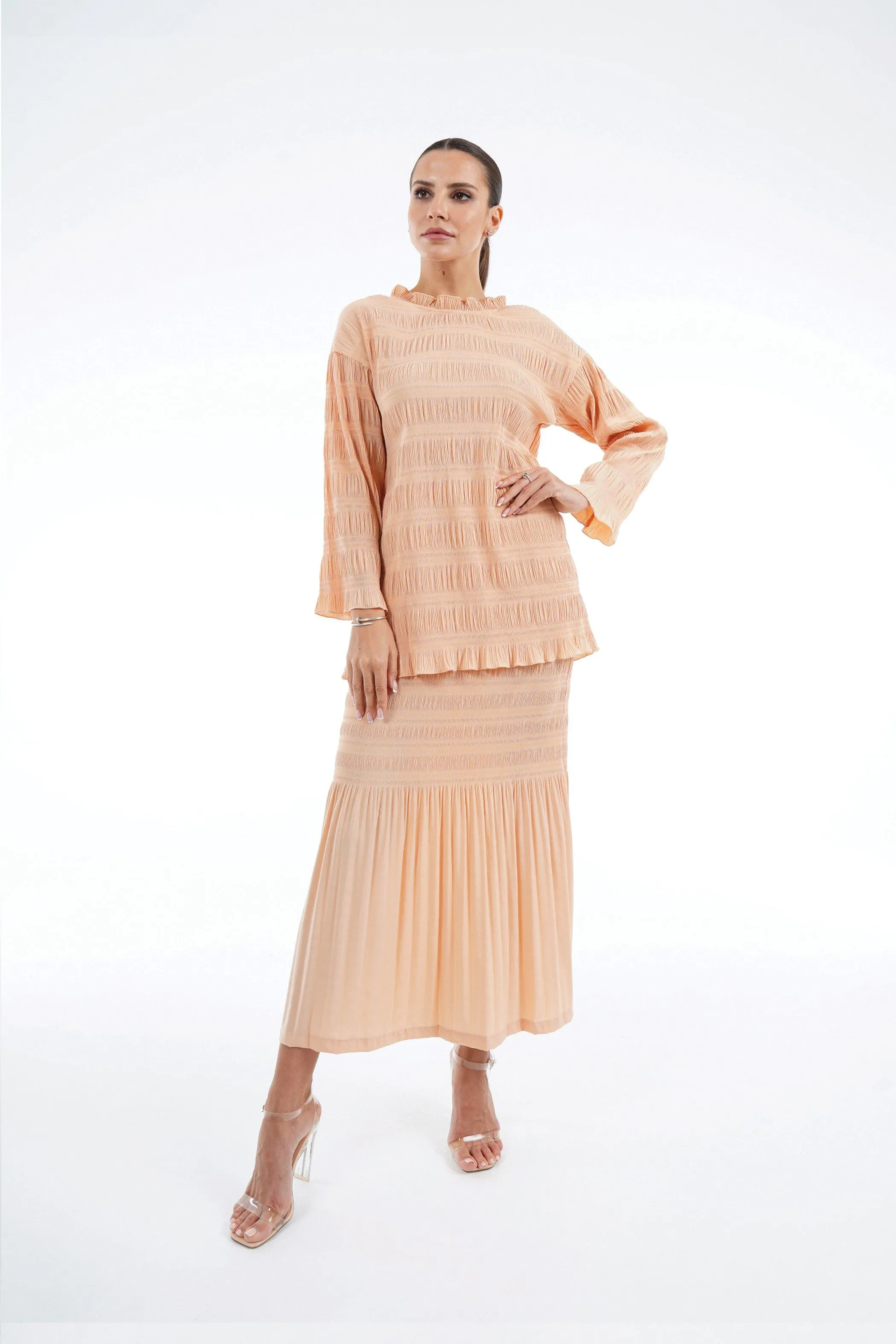 Dalia Pleated Top And Fishtail Skirt Set