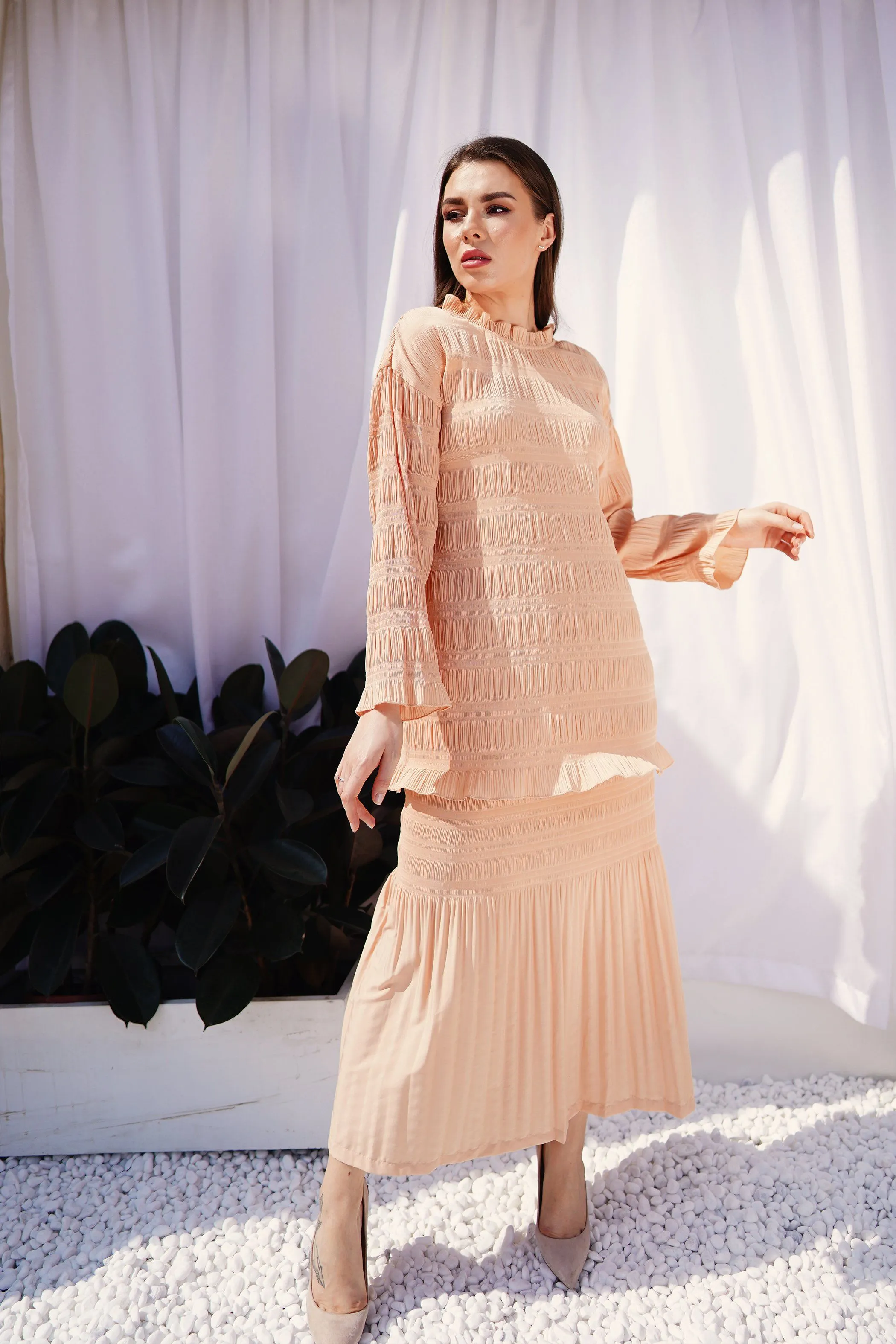 Dalia Pleated Top And Fishtail Skirt Set