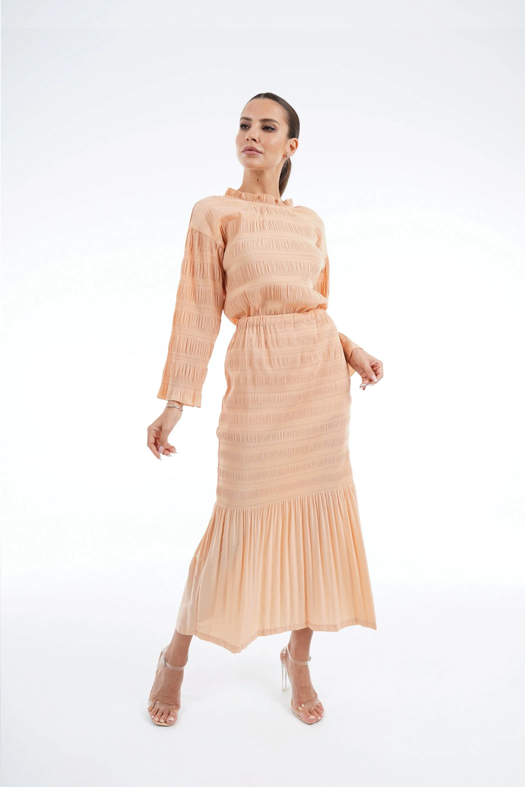 Dalia Pleated Top And Fishtail Skirt Set