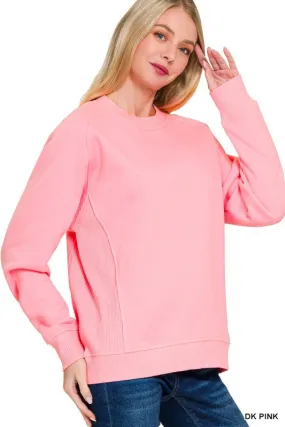 Dark Pink Relaxed-Fit Crewneck Sweatshirt