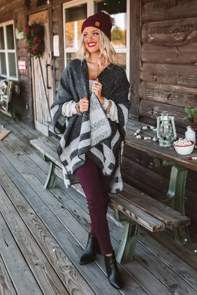 Distance to Denver Poncho In Dark Charcoal