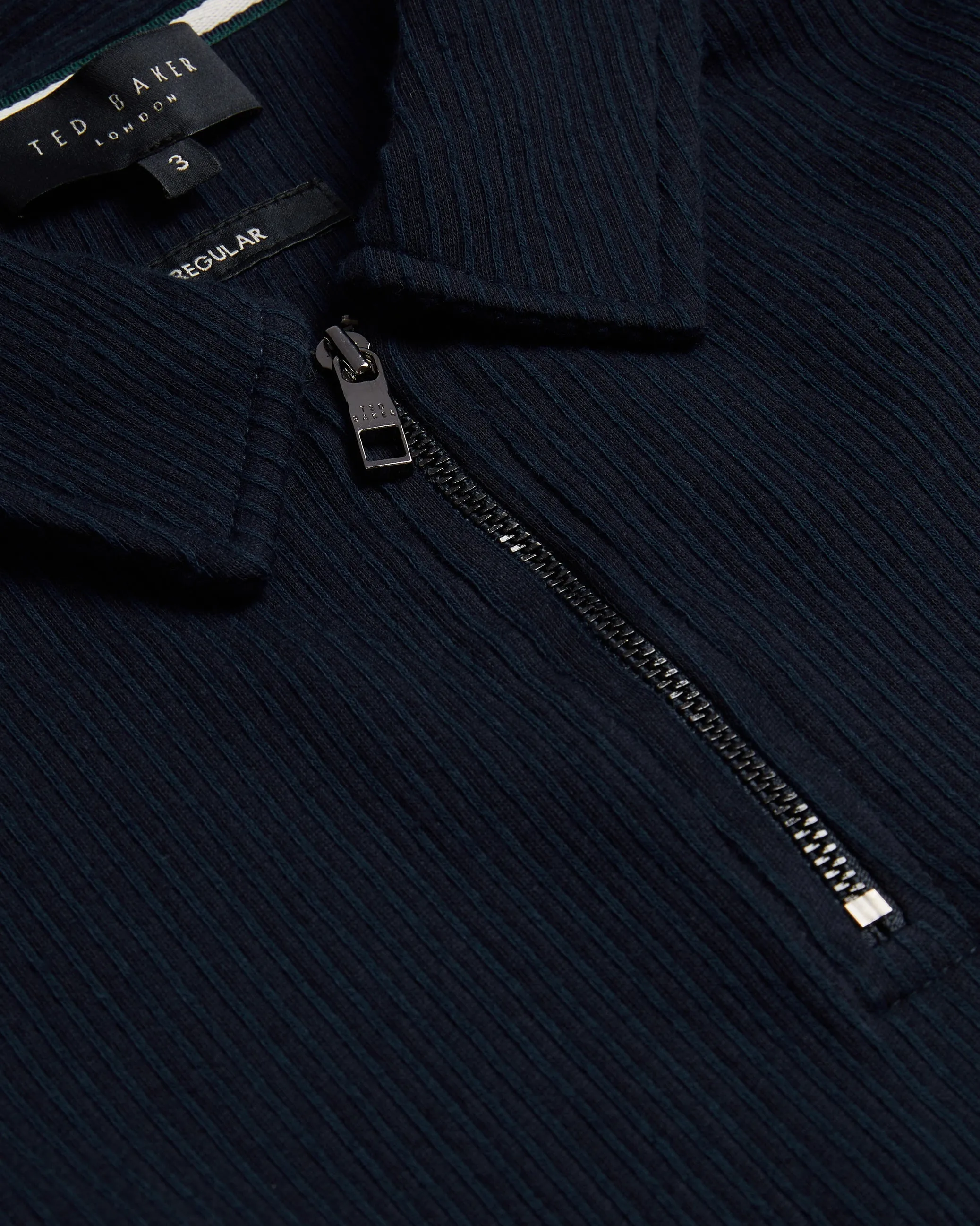 Elgrave Ss Regular Textured Half-Zip Polo Navy