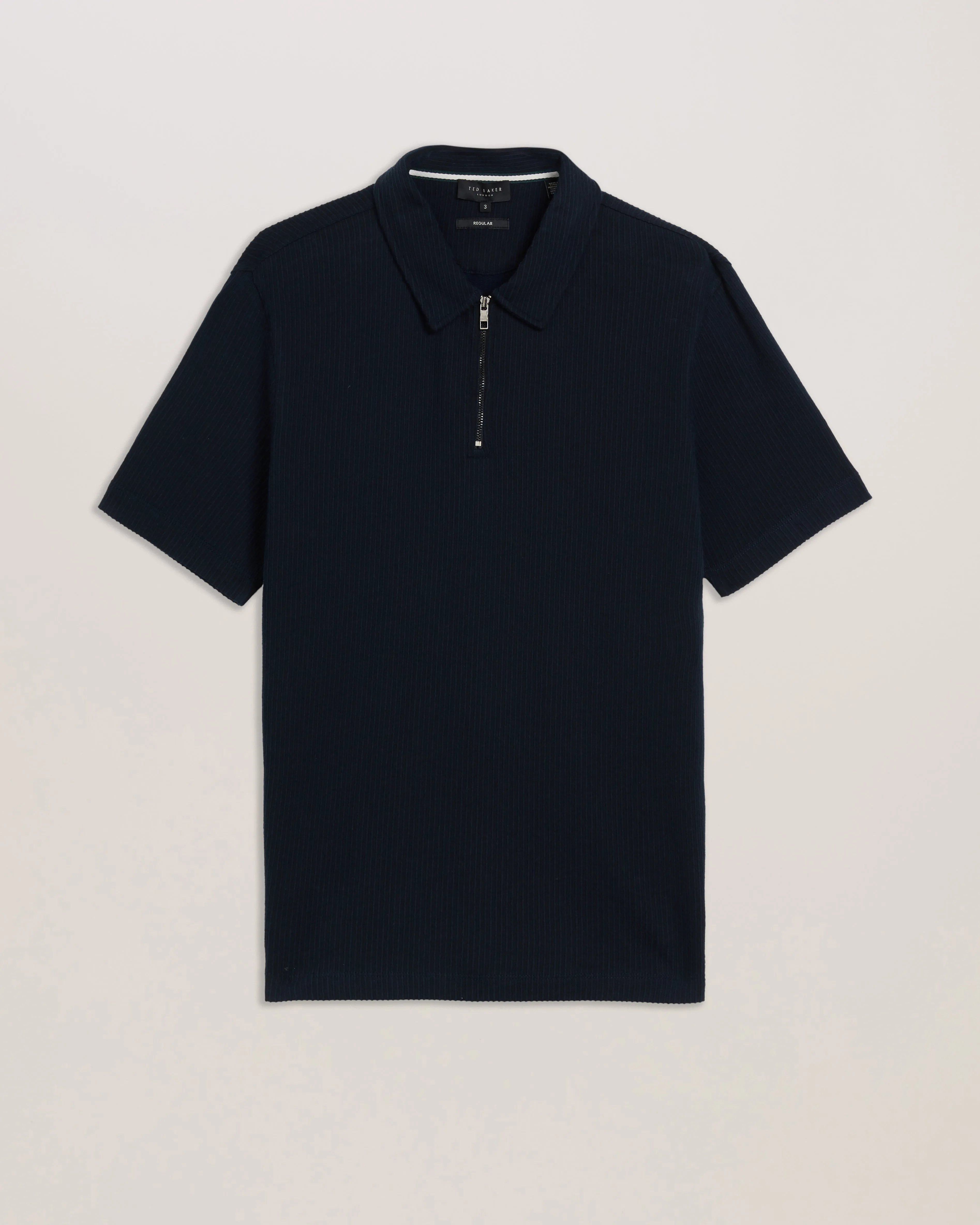 Elgrave Ss Regular Textured Half-Zip Polo Navy