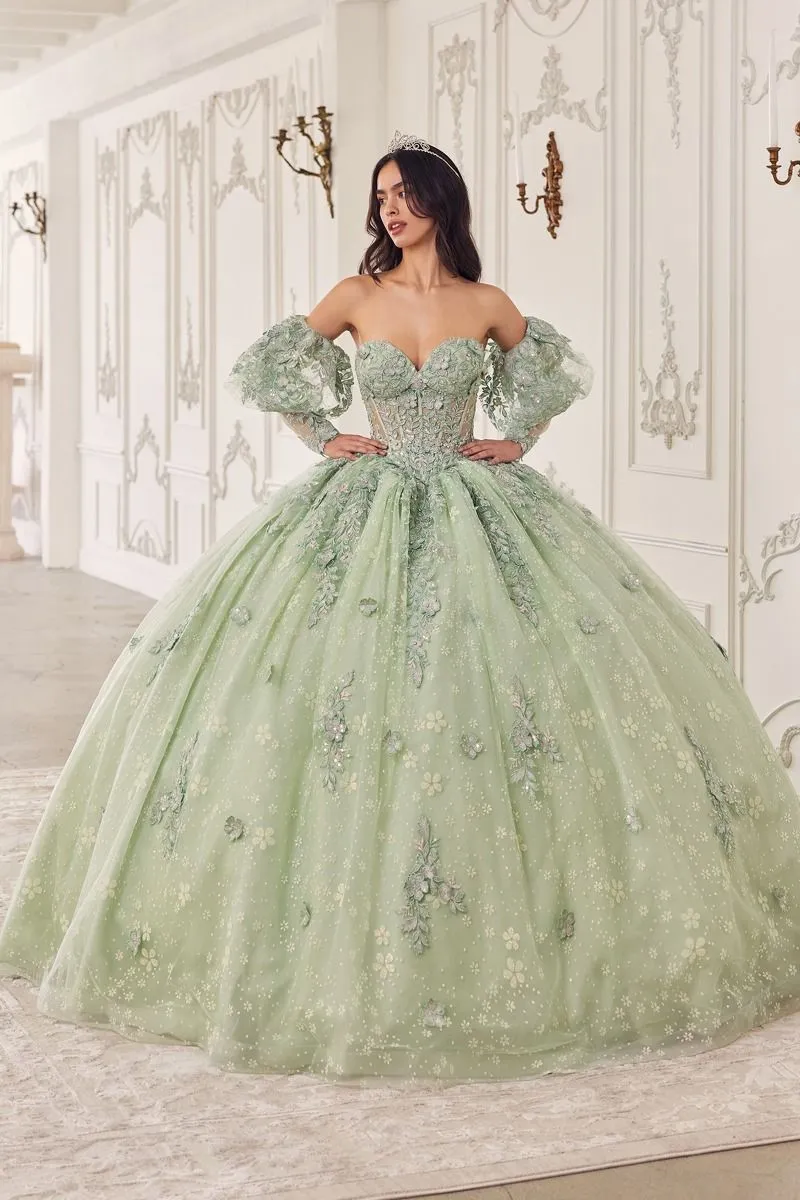 ELPHABA Strapless Arm Cuff Beaded Quinceañera Ball Gown Dress