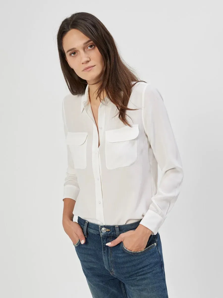 EQUIPMENT Slim Signature Silk Shirt - BRIGHT WHITE