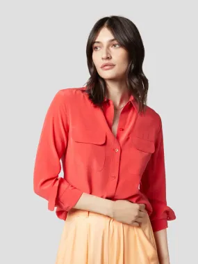 EQUIPMENT SLIM SIGNATURE SILK SHIRT - Hibiscus