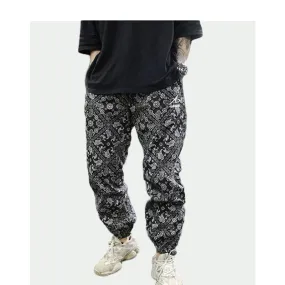 Ethnic Elastic Waist Loose Jogger Pants