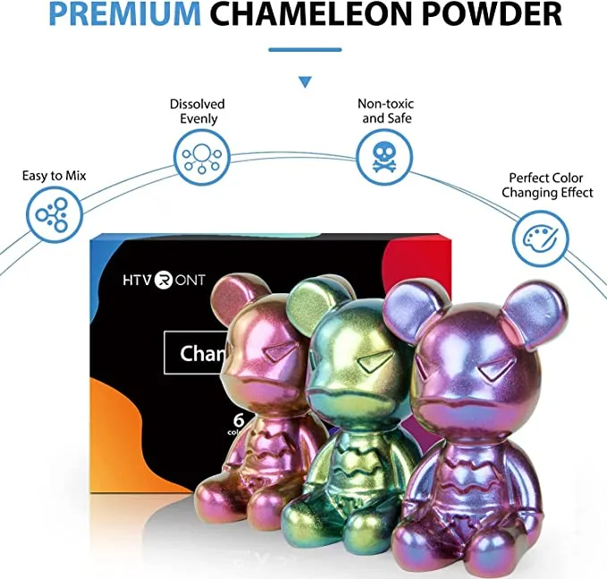 [EXCLUSIVE FREE GIFT] Chameleon Mica Powder for Epoxy Resin - 6 Colors Shimmery Chameleon Pigment Powder (0.17oz/Color)