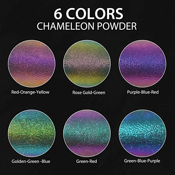 [EXCLUSIVE FREE GIFT] Chameleon Mica Powder for Epoxy Resin - 6 Colors Shimmery Chameleon Pigment Powder (0.17oz/Color)