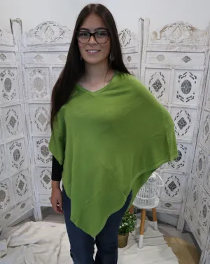 Fair Trade V Neck Cashmere Poncho - Green