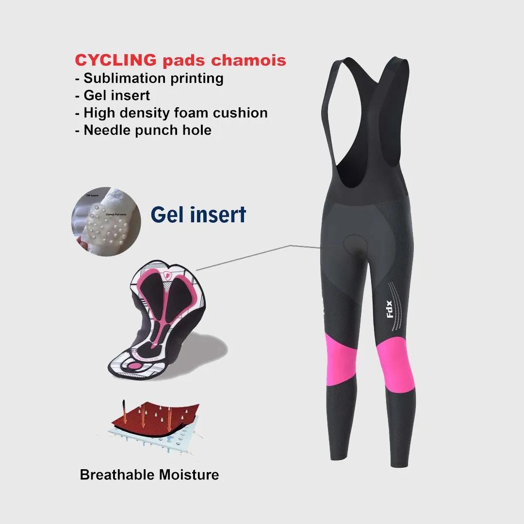 Fdx Women's & Girl's Set Thermodream Thermal Super Roubaix Pink Cycling Jersey & Bib Tights