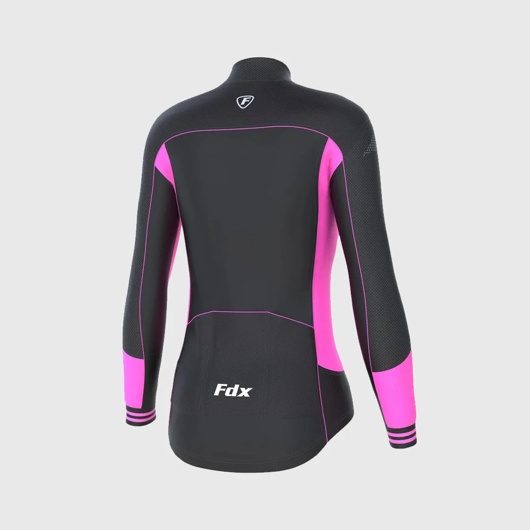 Fdx Women's & Girl's Set Thermodream Thermal Super Roubaix Pink Cycling Jersey & Bib Tights