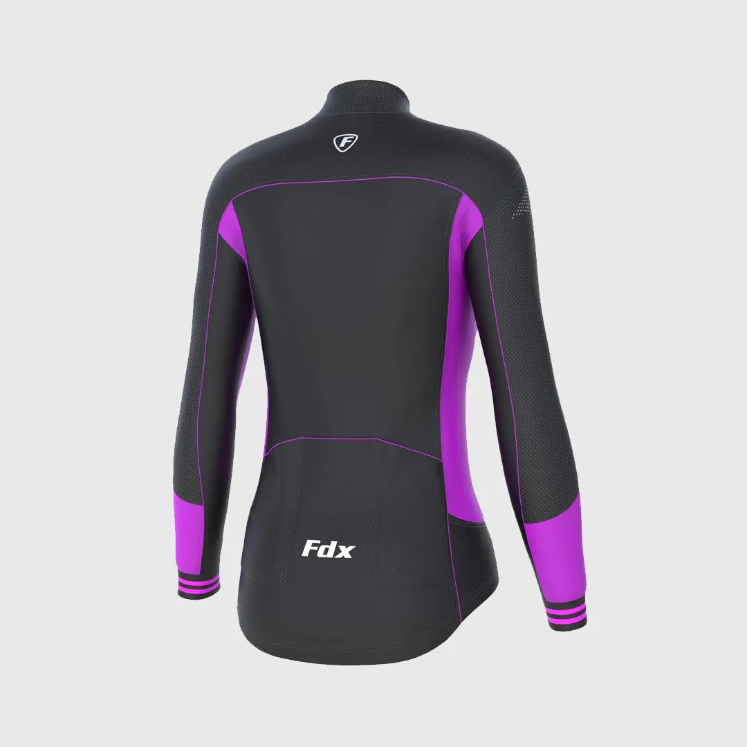 Fdx Women's & Girl's Set Thermodream Thermal Super Roubaix Purple Cycling Jersey & Bib Tights