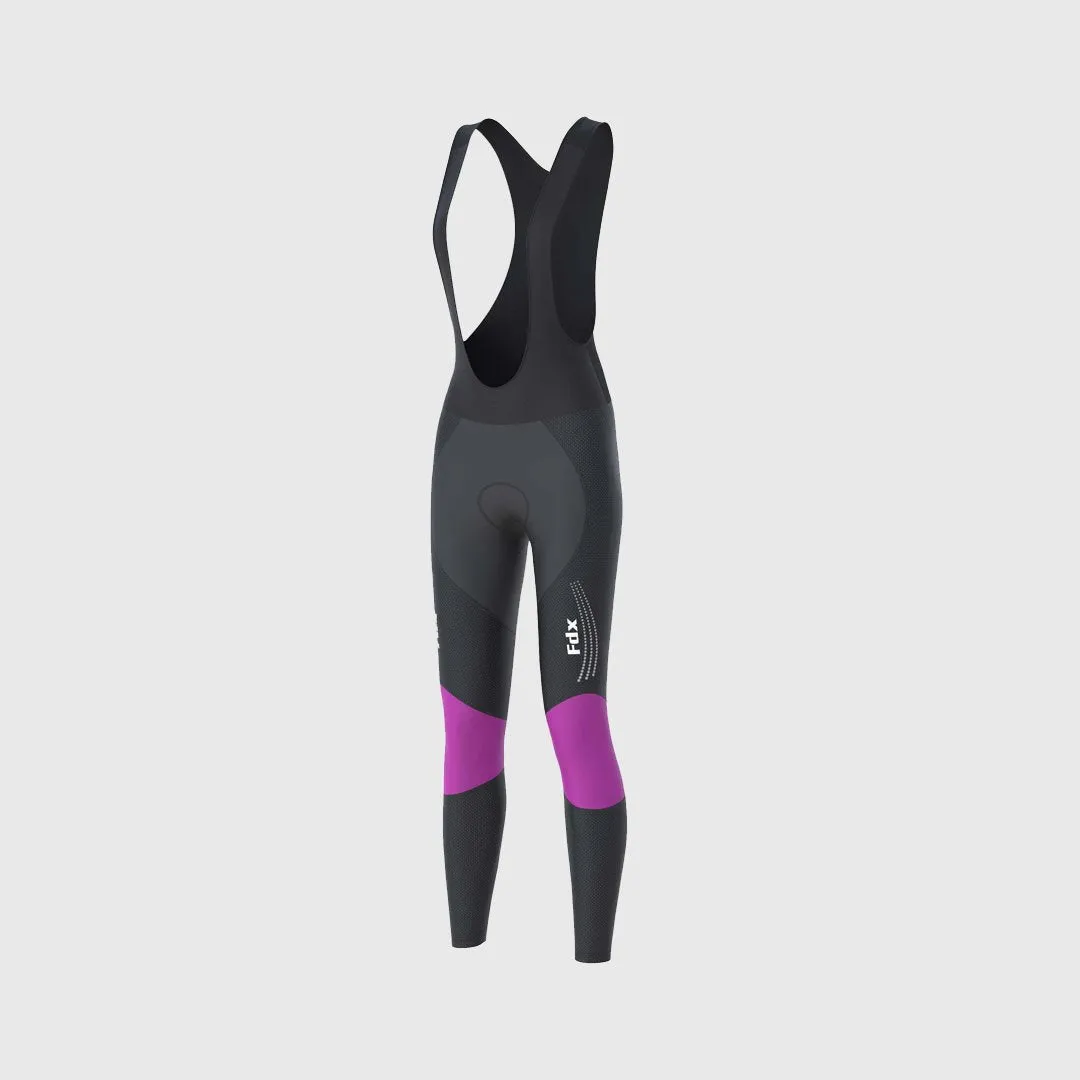 Fdx Women's & Girl's Set Thermodream Thermal Super Roubaix Purple Cycling Jersey & Bib Tights