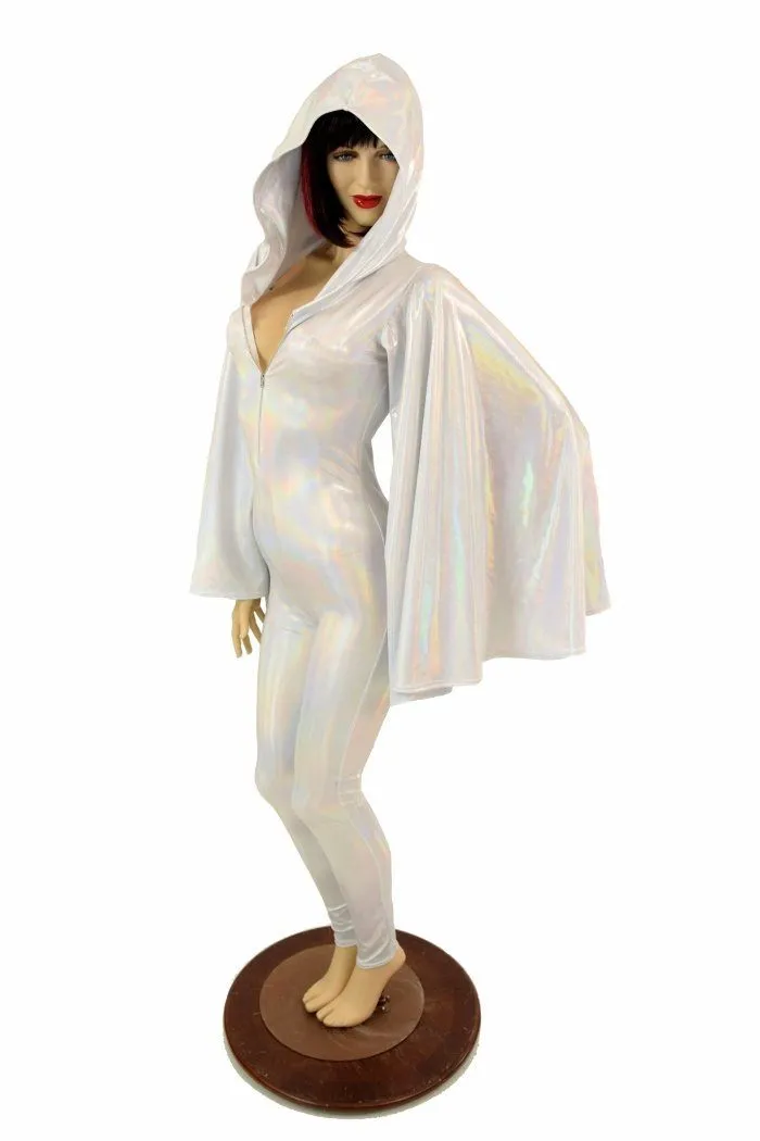 Flashbulb Catsuit with Fan Sleeve Wings