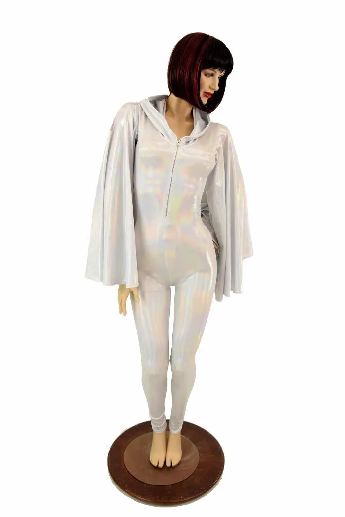 Flashbulb Catsuit with Fan Sleeve Wings