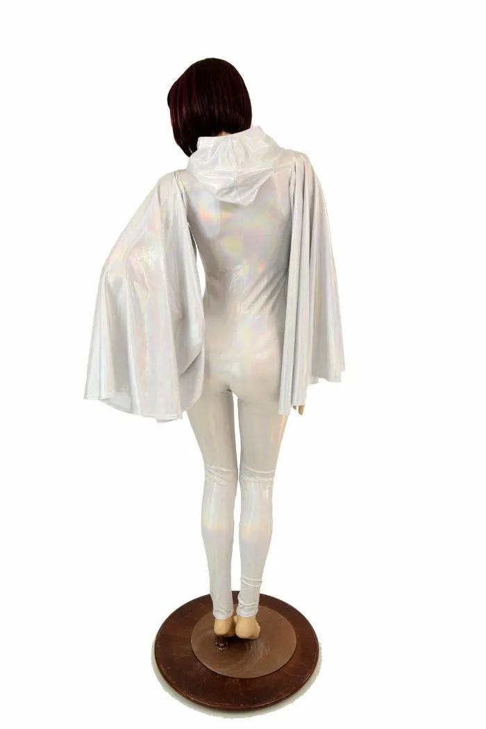 Flashbulb Catsuit with Fan Sleeve Wings