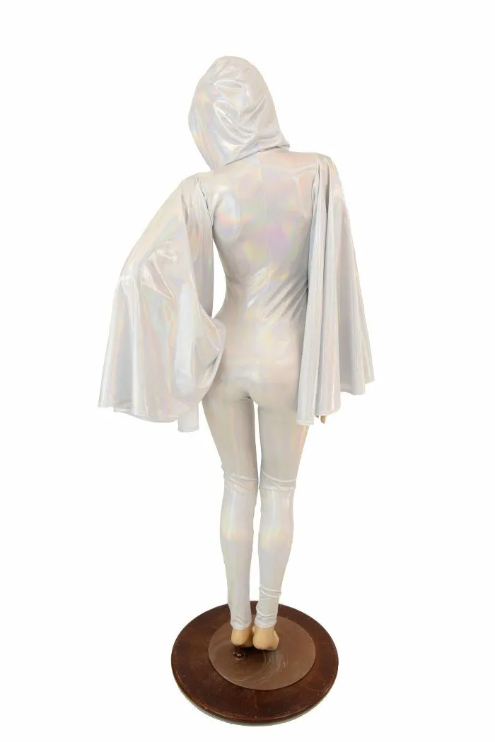 Flashbulb Catsuit with Fan Sleeve Wings