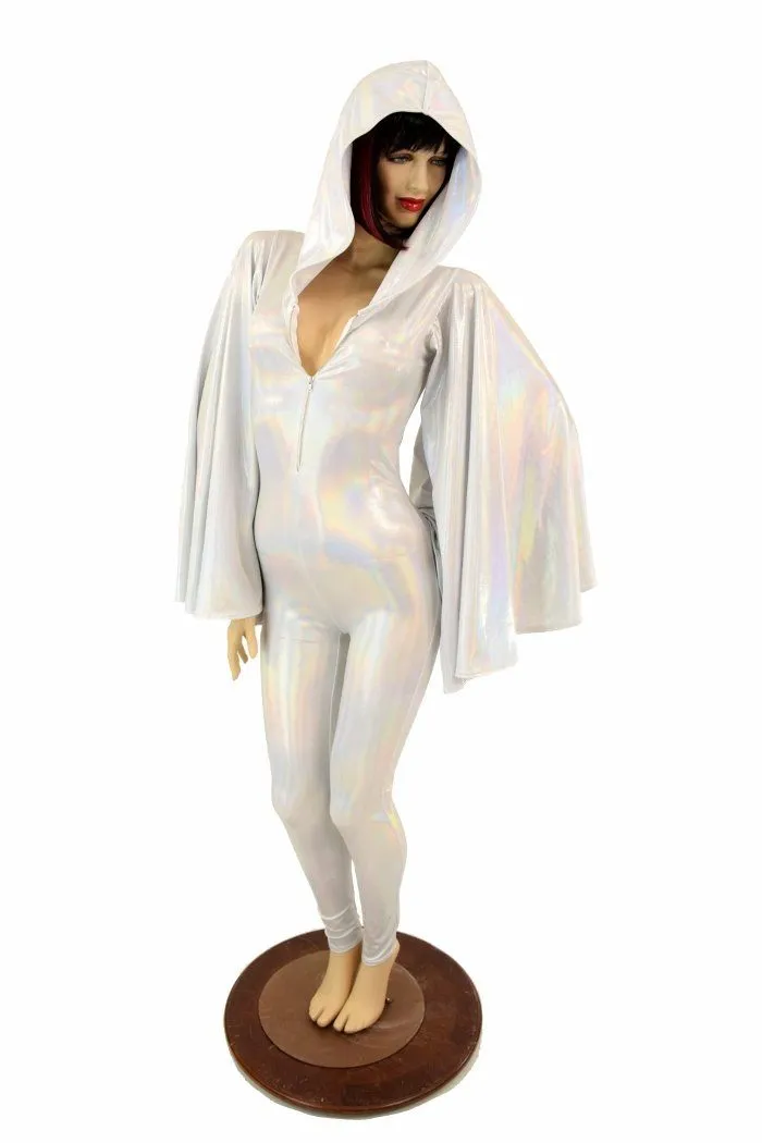 Flashbulb Catsuit with Fan Sleeve Wings