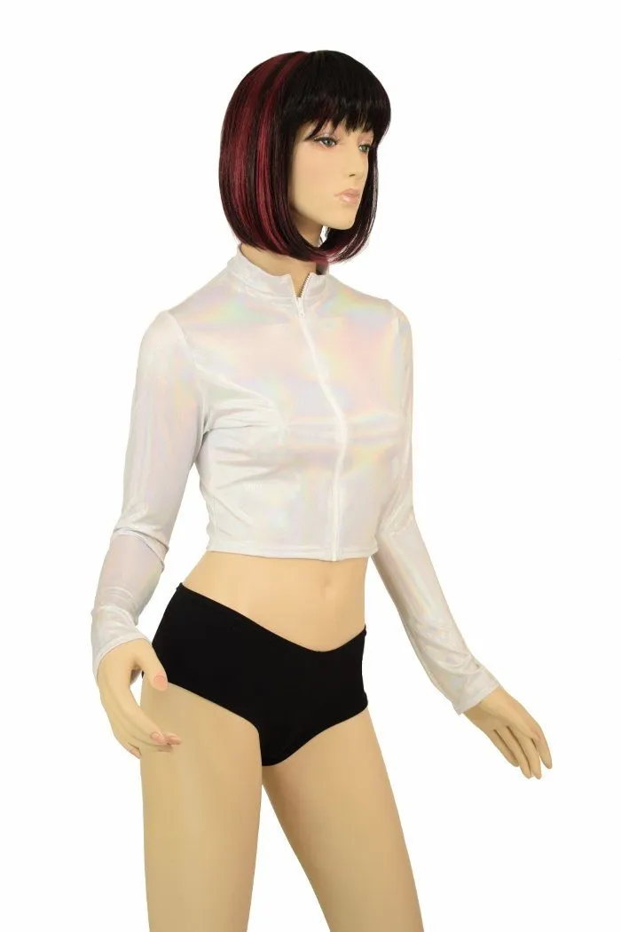 Flashbulb Zippered Crop Top