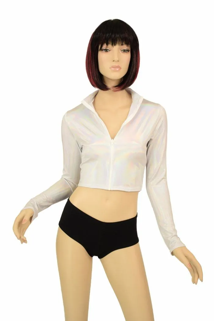 Flashbulb Zippered Crop Top