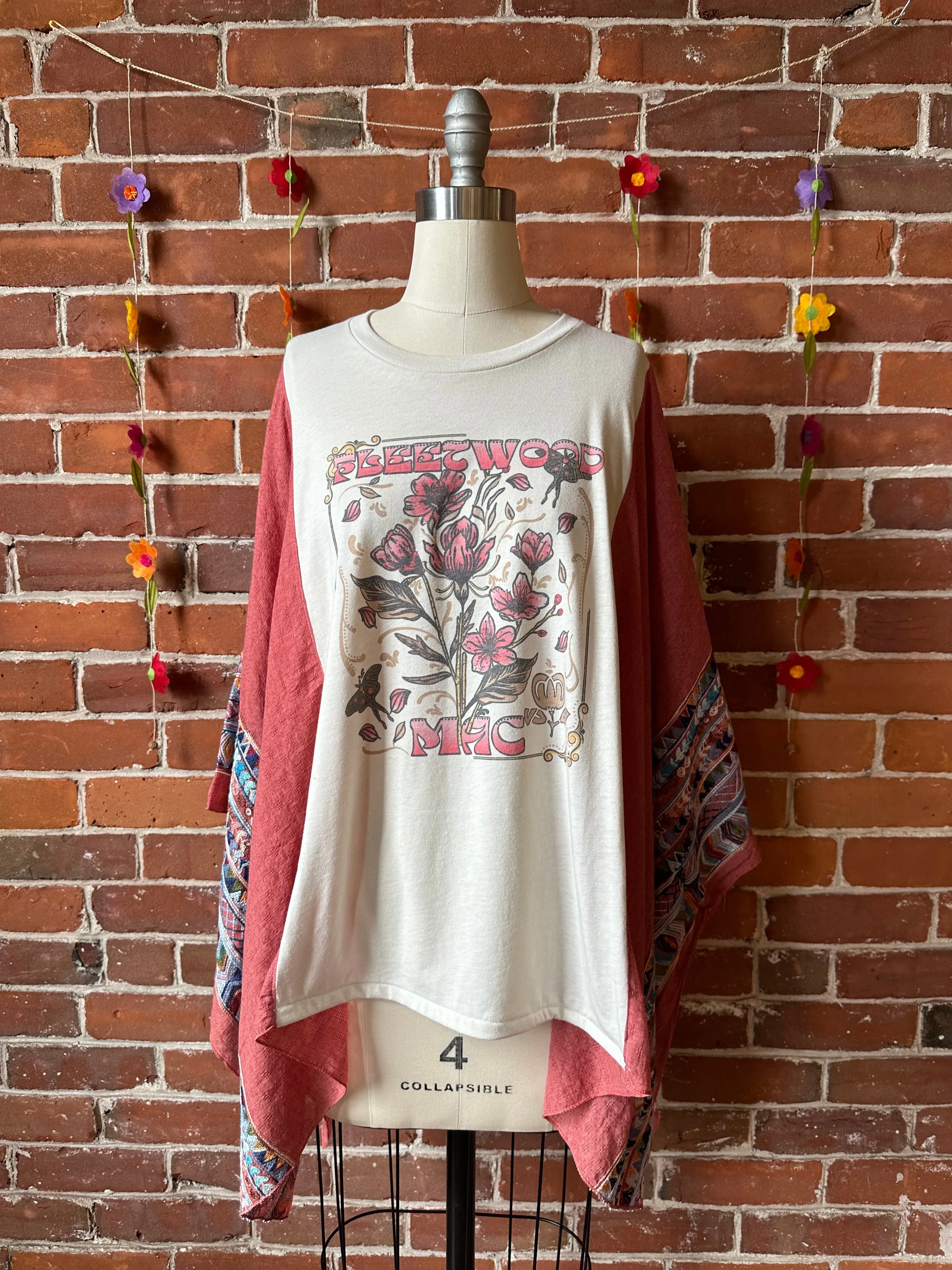 Fleetwood Mac Inspired Dusty Rose Embroidered Poncho LIMITED RELEASE