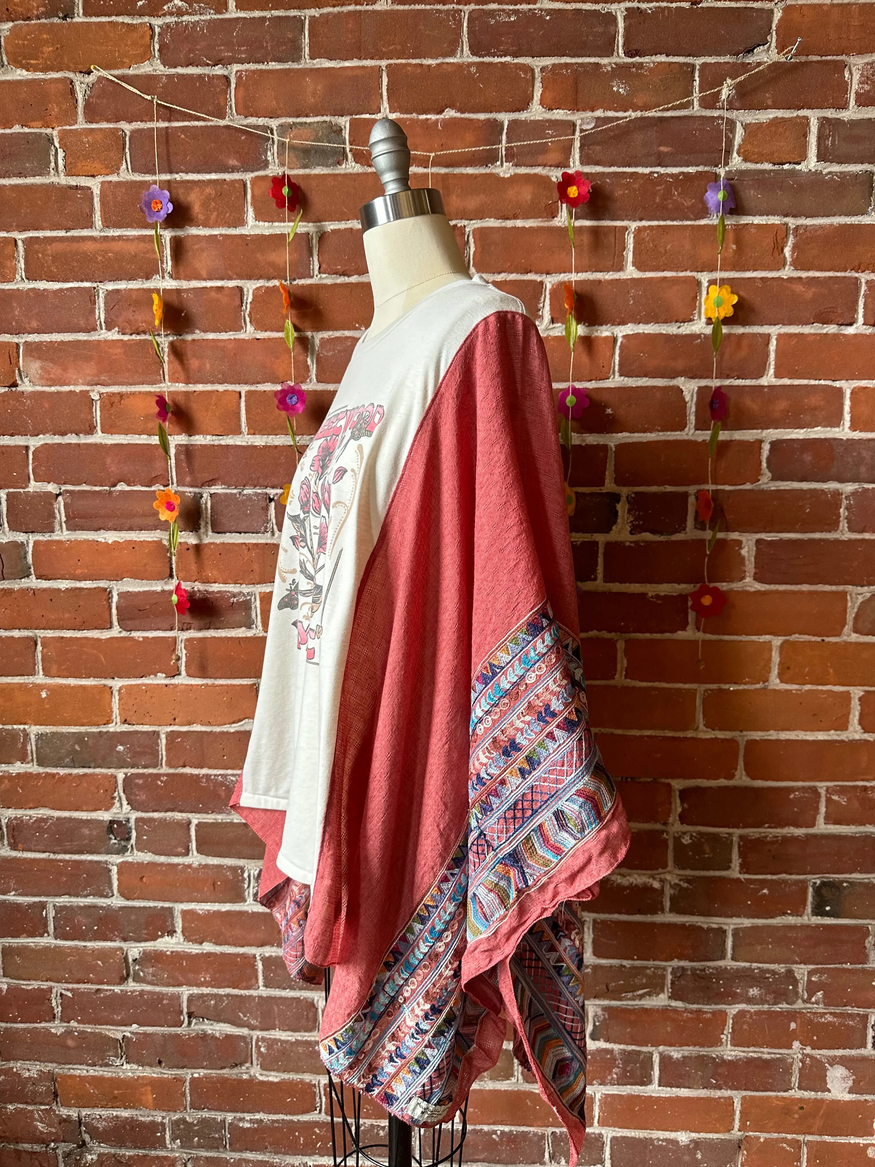 Fleetwood Mac Inspired Dusty Rose Embroidered Poncho LIMITED RELEASE