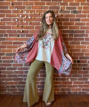 Fleetwood Mac Inspired Dusty Rose Embroidered Poncho LIMITED RELEASE