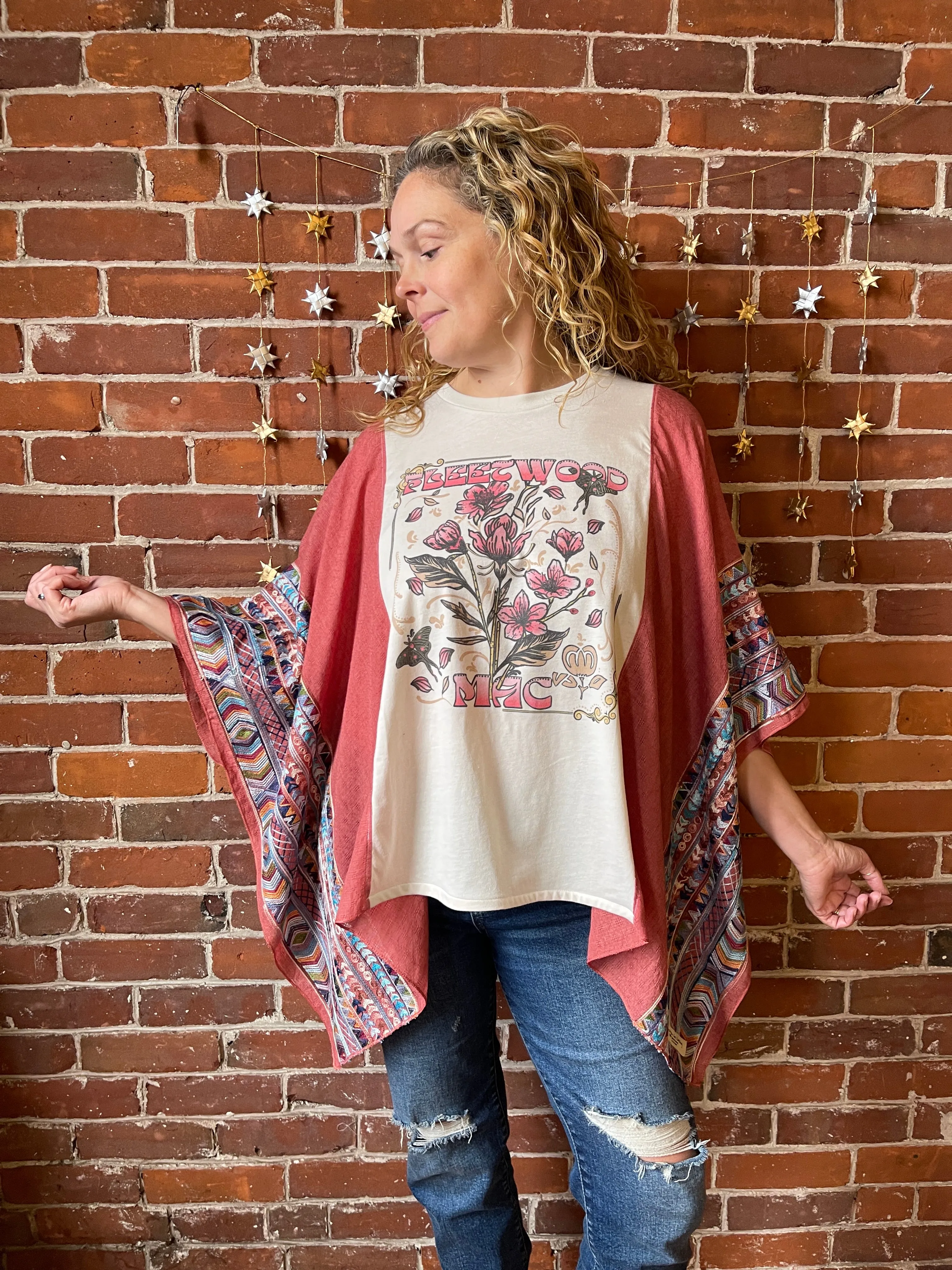 Fleetwood Mac Inspired Dusty Rose Embroidered Poncho LIMITED RELEASE